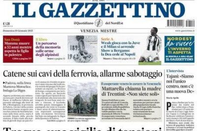 Il Gazzettino questa mattina: "Weah gioca con la Juve e il Milan si arrende"