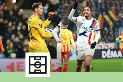 La squadra standard del 18° campionato di Ligue 1: Barcola, Lecomte, al-Tamari e Revencards (Ligue 1)