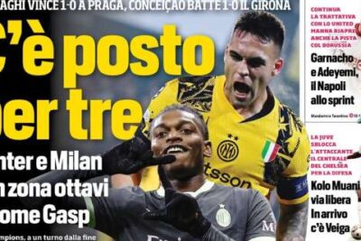 Milan raggiunge gli ottavi insieme a Inter e Atalanta. Il CorSport titola: "C'è spazio per tre"