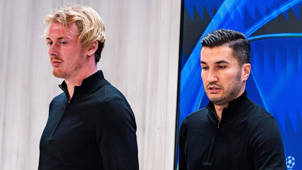 Trainer Nuri Şahin conta Julian Brandt pubblicamente.