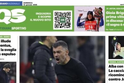 Una furia infernale: la prima pagina del Quotidiano Sportivo sulla frenata del Milan