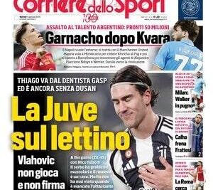 Vlahovic e Conceicao ai box, il Corriere dello Sport titola: "La Juve sul lettino"