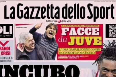 La Gazzetta dello Sport in apertura dopo il ko nel recupero col Bologna: "Incubo Milan"