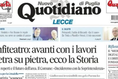 Lecce trionfa a Parma, Nuovo Quotidiano di Puglia in apertura: "Coppia d'assi"